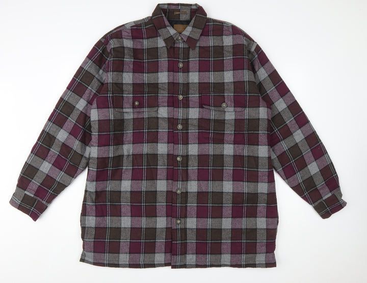 St. John's Bay Men's Brown Plaid Flannel Lined Shirt Size L