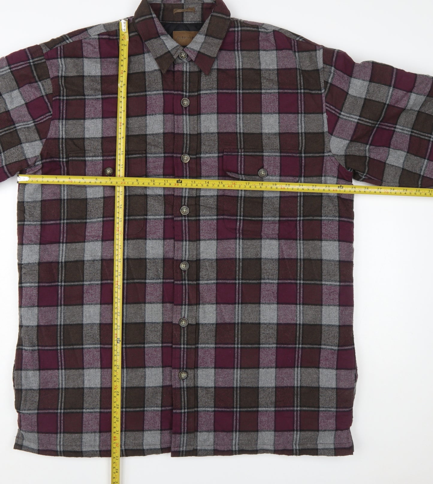 St. John's Bay Men's Brown Plaid Flannel Lined Shirt Size L