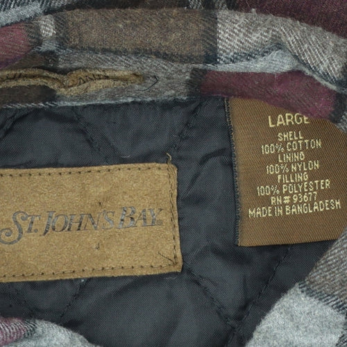 St. John's Bay Men's Brown Plaid Flannel Lined Shirt Size L