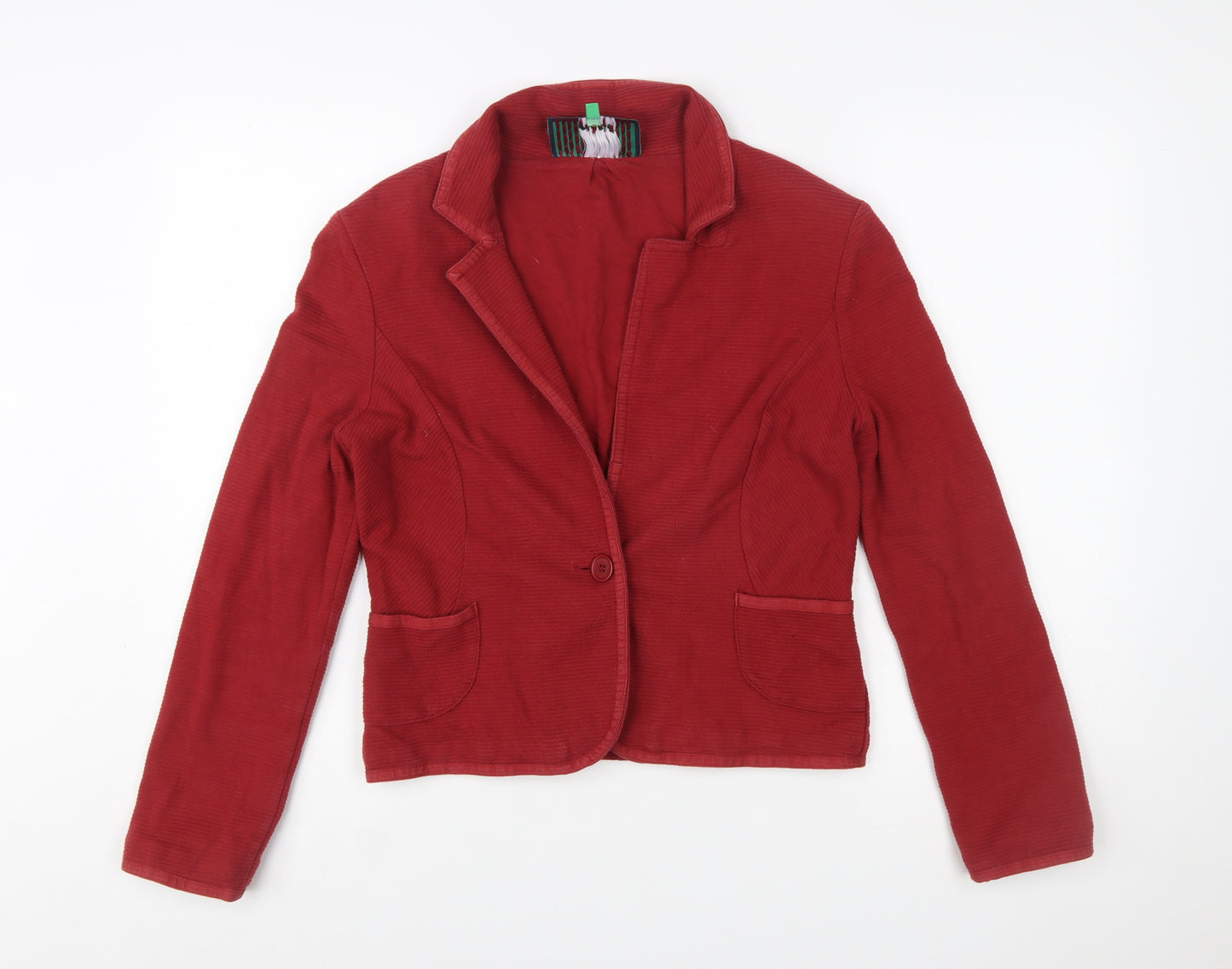 Next Women's Red Cotton Blazer Jacket Size 14 Classic Single-Breasted