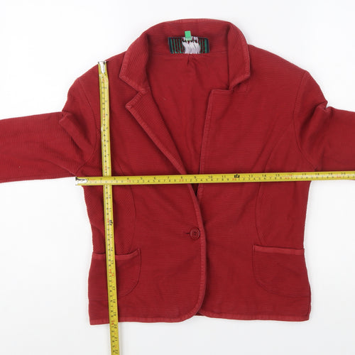 Next Women's Red Cotton Blazer Jacket Size 14 Classic Single-Breasted