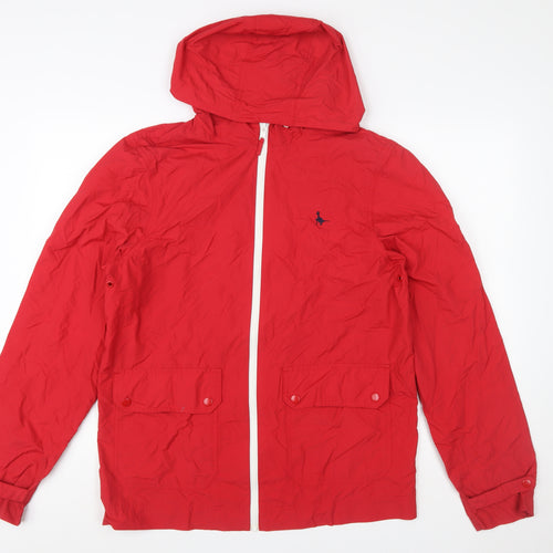 Jack Wills Men’s Red Hooded Windbreaker Jacket Size M Nylon Lightweight