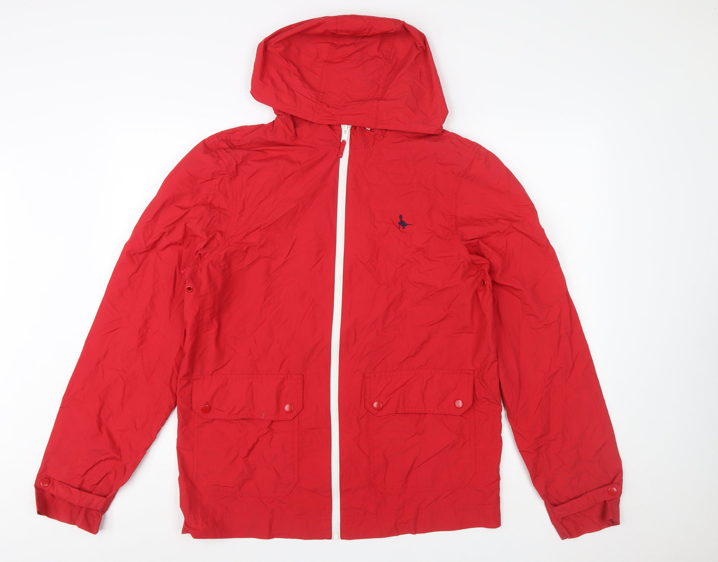 Jack Wills Men’s Red Hooded Windbreaker Jacket Size M Nylon Lightweight