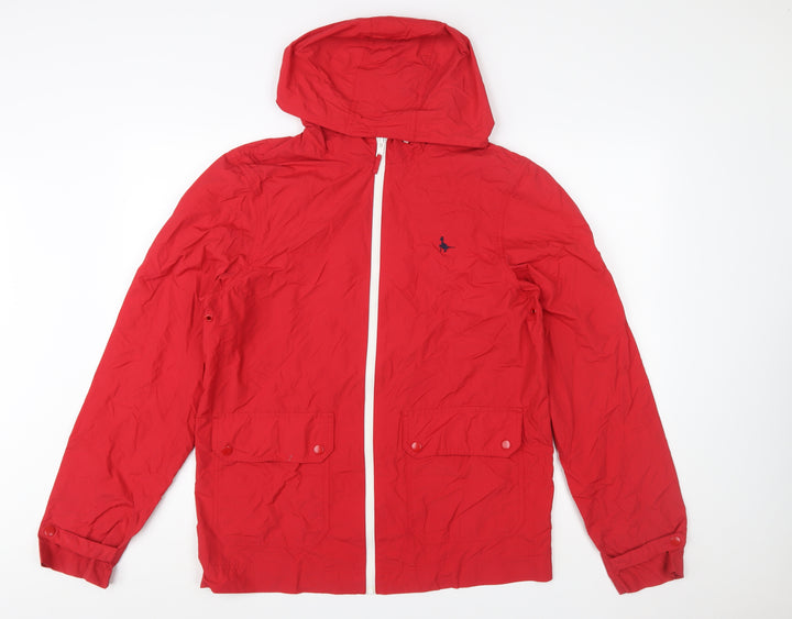 Jack Wills Men’s Red Hooded Windbreaker Jacket Size M Nylon Lightweight