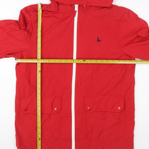 Jack Wills Men’s Red Hooded Windbreaker Jacket Size M Nylon Lightweight