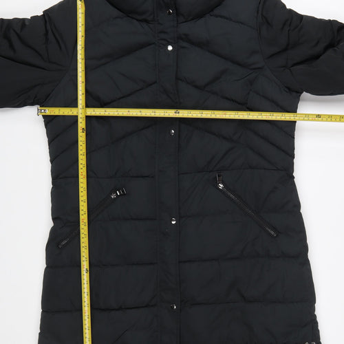 Next Women’s Black Long Puffer Coat Size 16 Hooded Winter Jacket