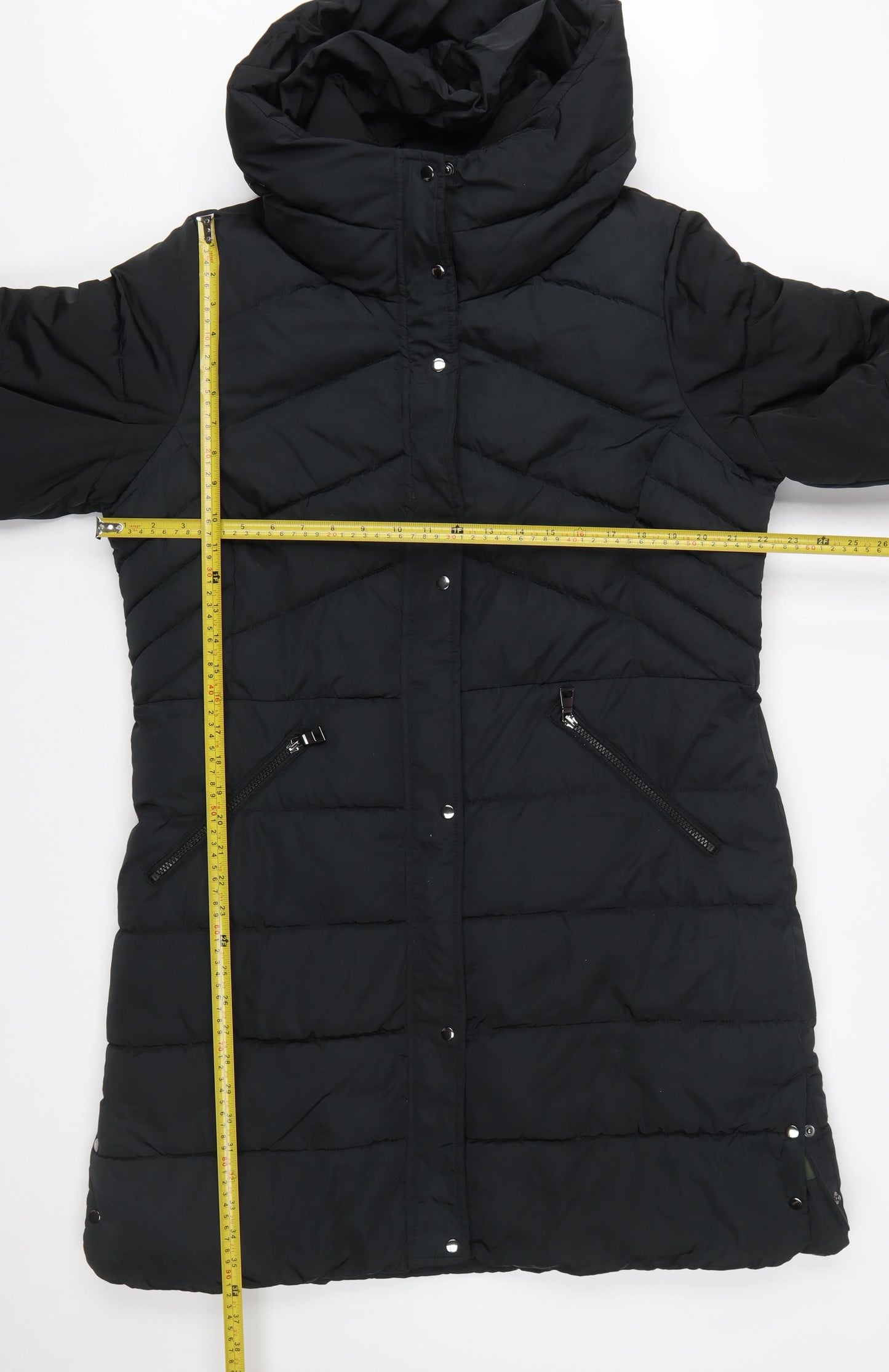 Next Women’s Black Long Puffer Coat Size 16 Hooded Winter Jacket