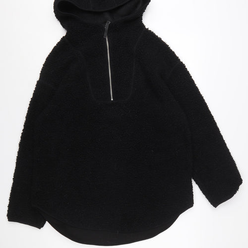 H&M Women’s Black Fleece Half Zip Hoodie Size 12 Polyester Warm