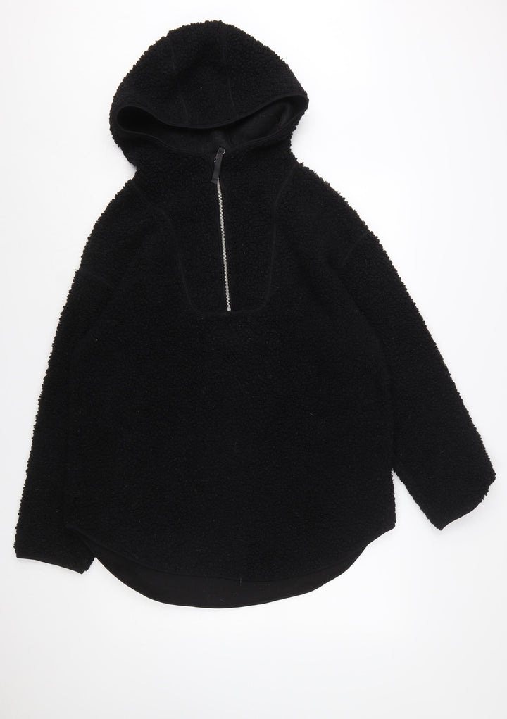 H&M Women’s Black Fleece Half Zip Hoodie Size 12 Polyester Warm