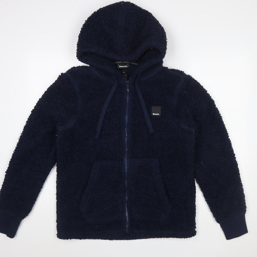 Bench Men's Blue Fleece Hooded Full Zip Jacket Size S