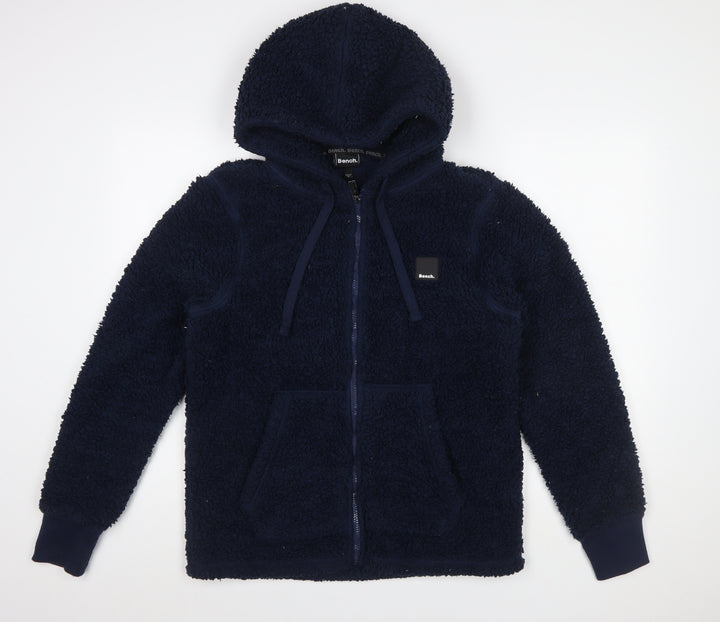 Bench Men's Blue Fleece Hooded Full Zip Jacket Size S