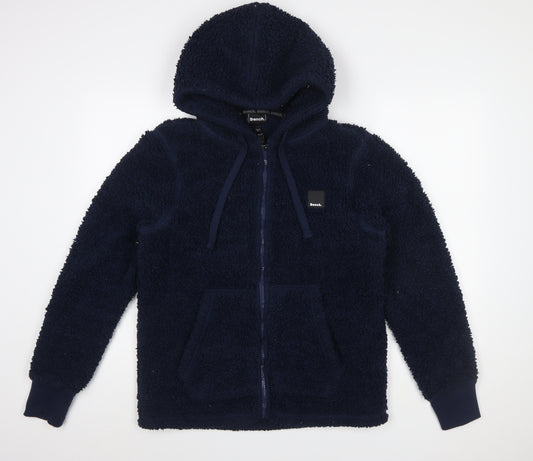 Bench Men's Blue Fleece Hooded Full Zip Jacket Size S