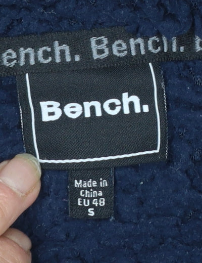 Bench Men's Blue Fleece Hooded Full Zip Jacket Size S