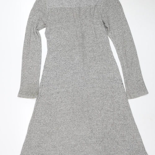 Monteau Los Angeles Women’s Grey Knit Shirt Dress Size M Long Sleeve