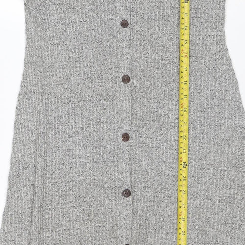 Monteau Los Angeles Women’s Grey Knit Shirt Dress Size M Long Sleeve