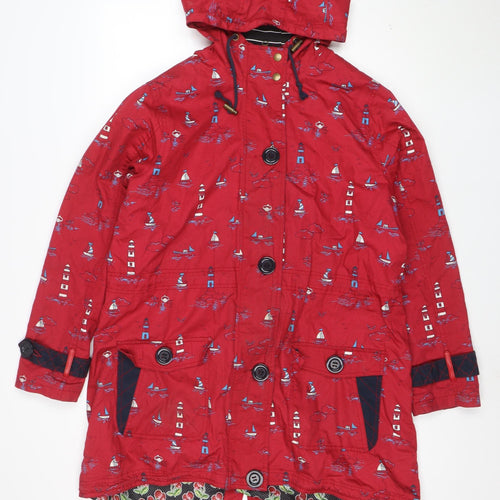 Joe Browns Women's Red Nautical Hooded Rain Coat UK 14
