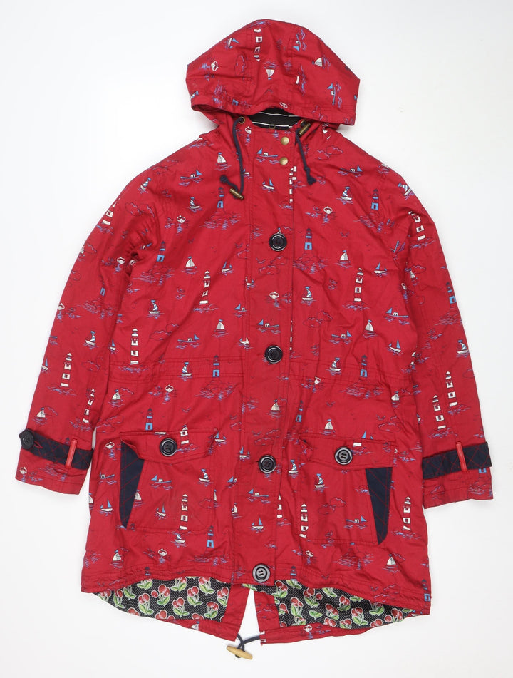 Joe Browns Women's Red Nautical Hooded Rain Coat UK 14