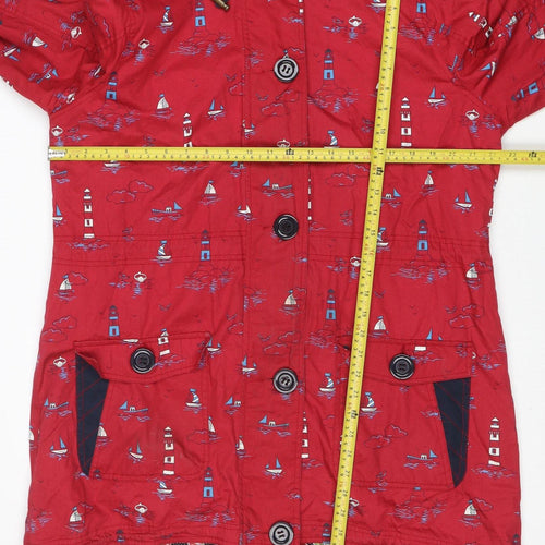 Joe Browns Women's Red Nautical Hooded Rain Coat UK 14