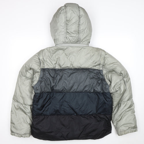 Everest Bay Women's Grey Blue Puffer Jacket Size S Hooded Down Coat