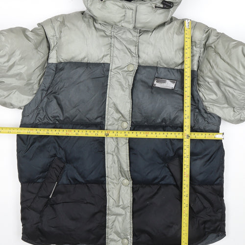 Everest Bay Women's Grey Blue Puffer Jacket Size S Hooded Down Coat