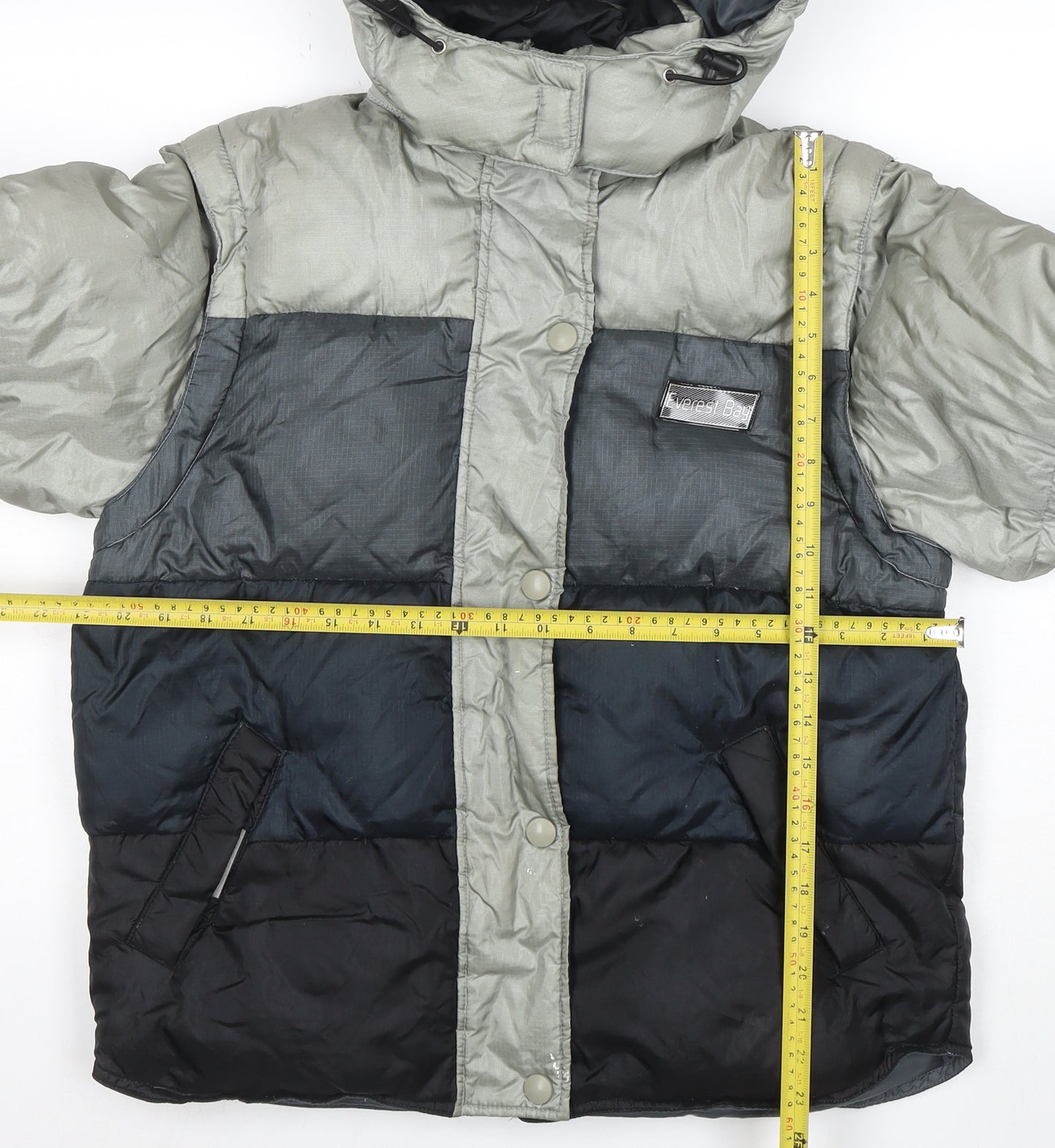 Everest Bay Women's Grey Blue Puffer Jacket Size S Hooded Down Coat