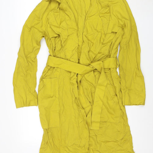 Zara Trafaluc Women's Yellow Long Belted Trench Coat Size S