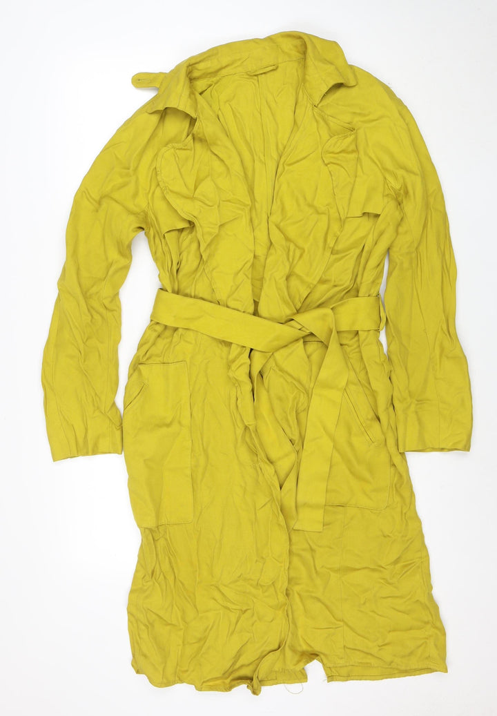Zara Trafaluc Women's Yellow Long Belted Trench Coat Size S
