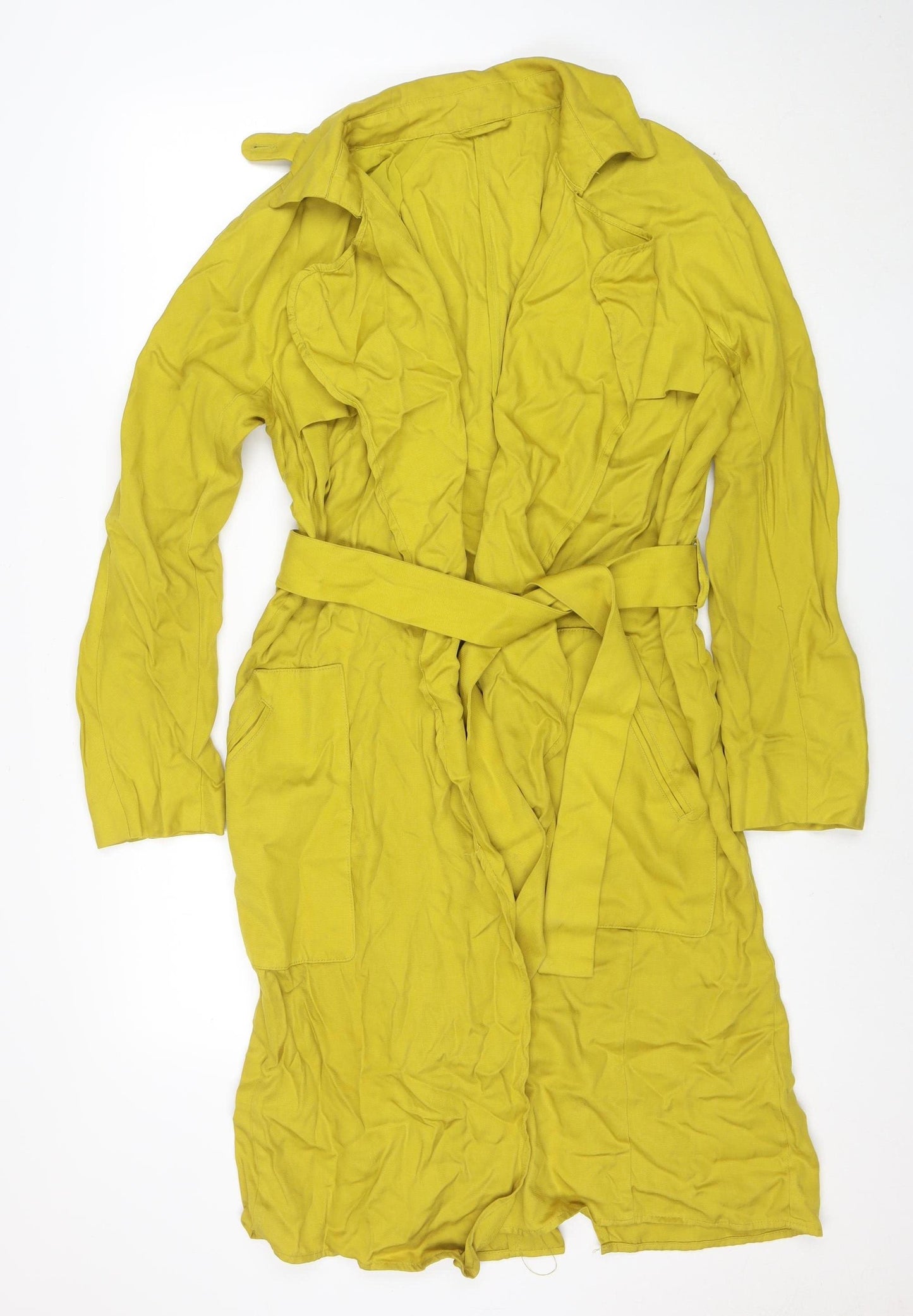 Zara Trafaluc Women's Yellow Long Belted Trench Coat Size S