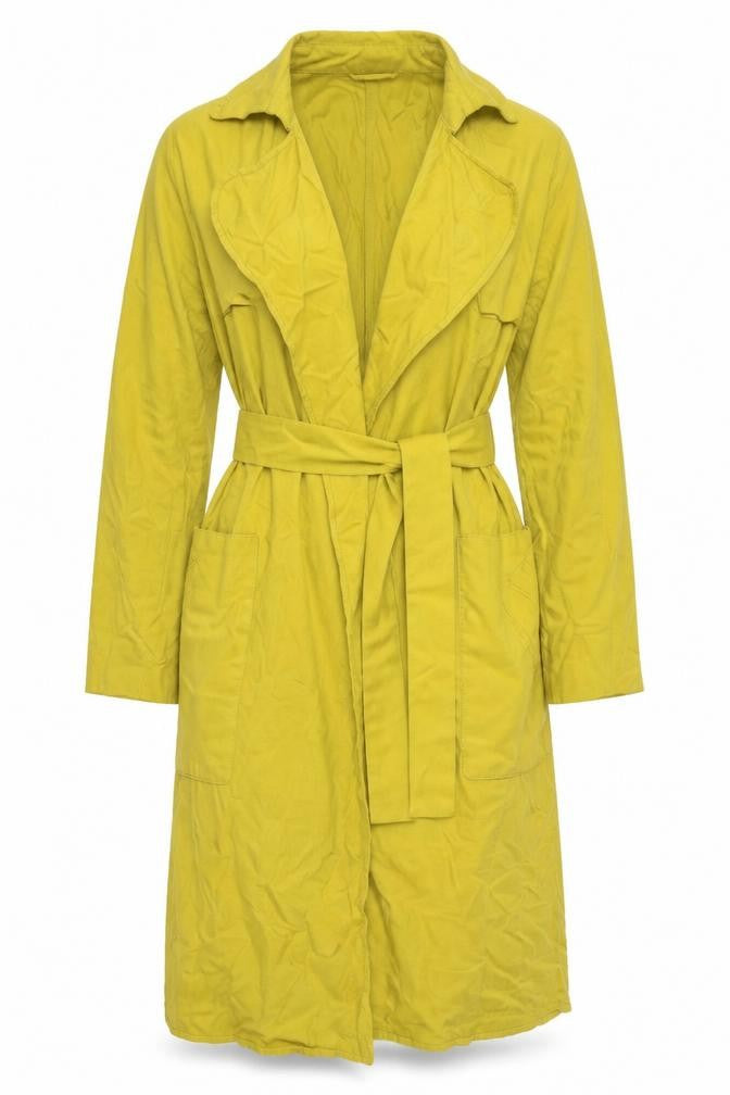 Zara Trafaluc Women's Yellow Long Belted Trench Coat Size S