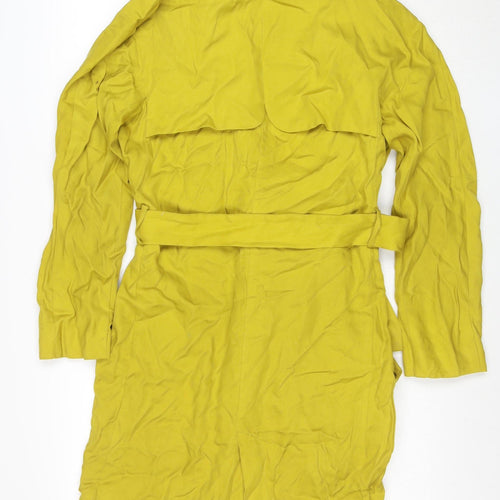 Zara Trafaluc Women's Yellow Long Belted Trench Coat Size S