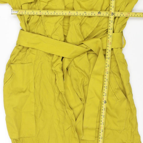 Zara Trafaluc Women's Yellow Long Belted Trench Coat Size S
