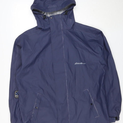 Eddie Bauer Women's Blue Waterproof Hooded Rain Coat Jacket M