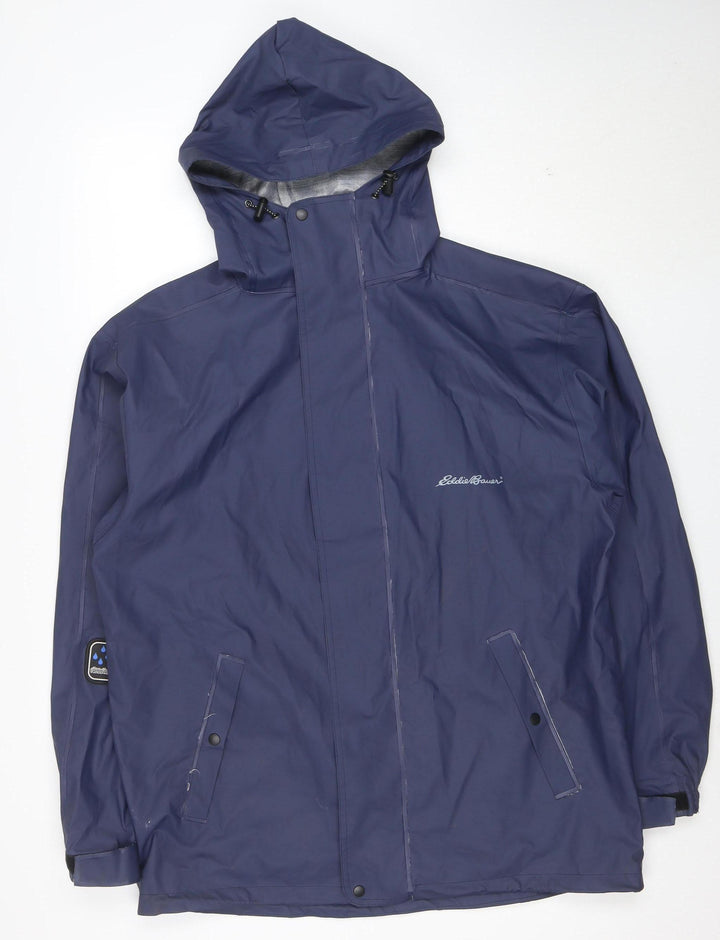 Eddie Bauer Women's Blue Waterproof Hooded Rain Coat Jacket M
