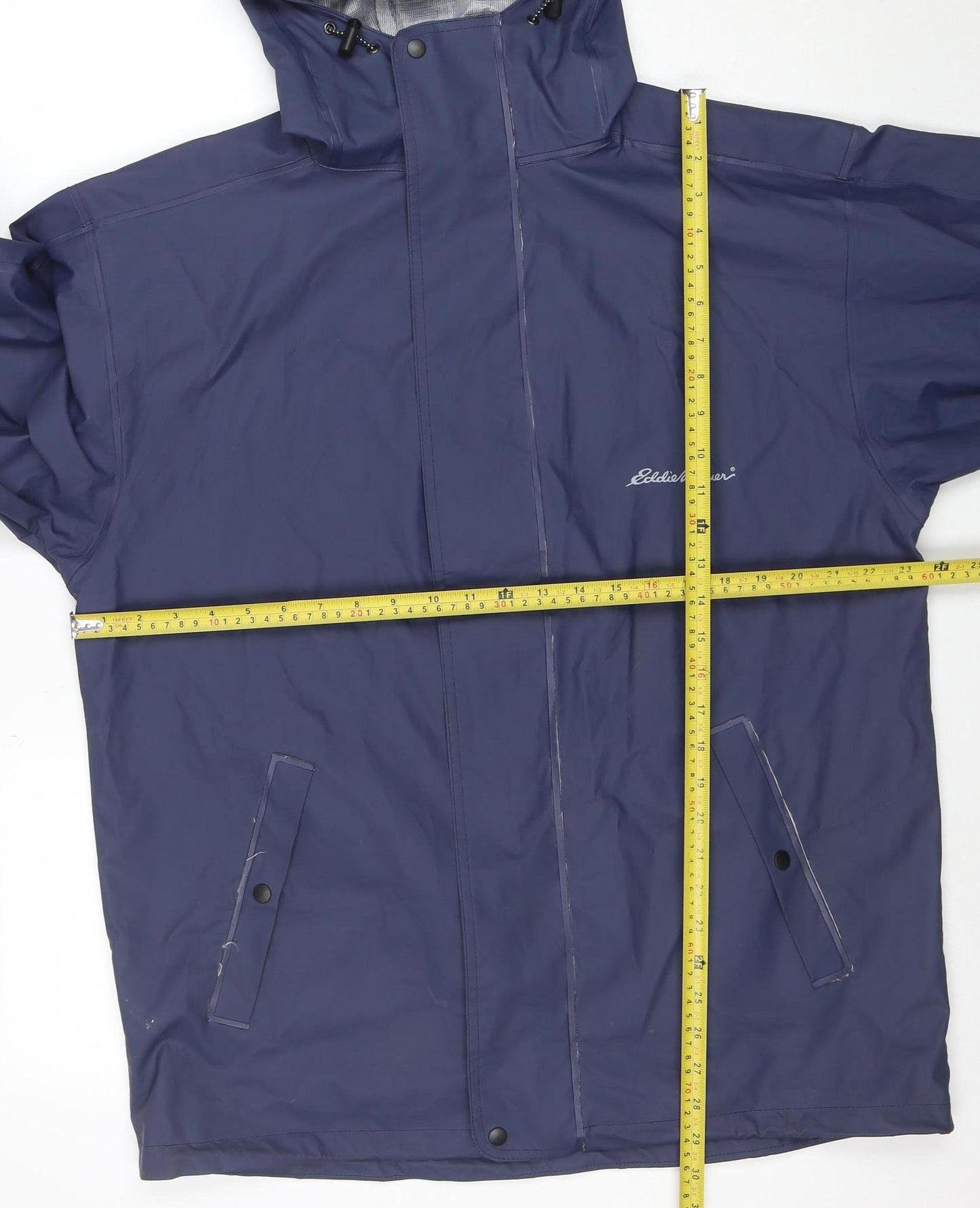 Eddie Bauer Women's Blue Waterproof Hooded Rain Coat Jacket M