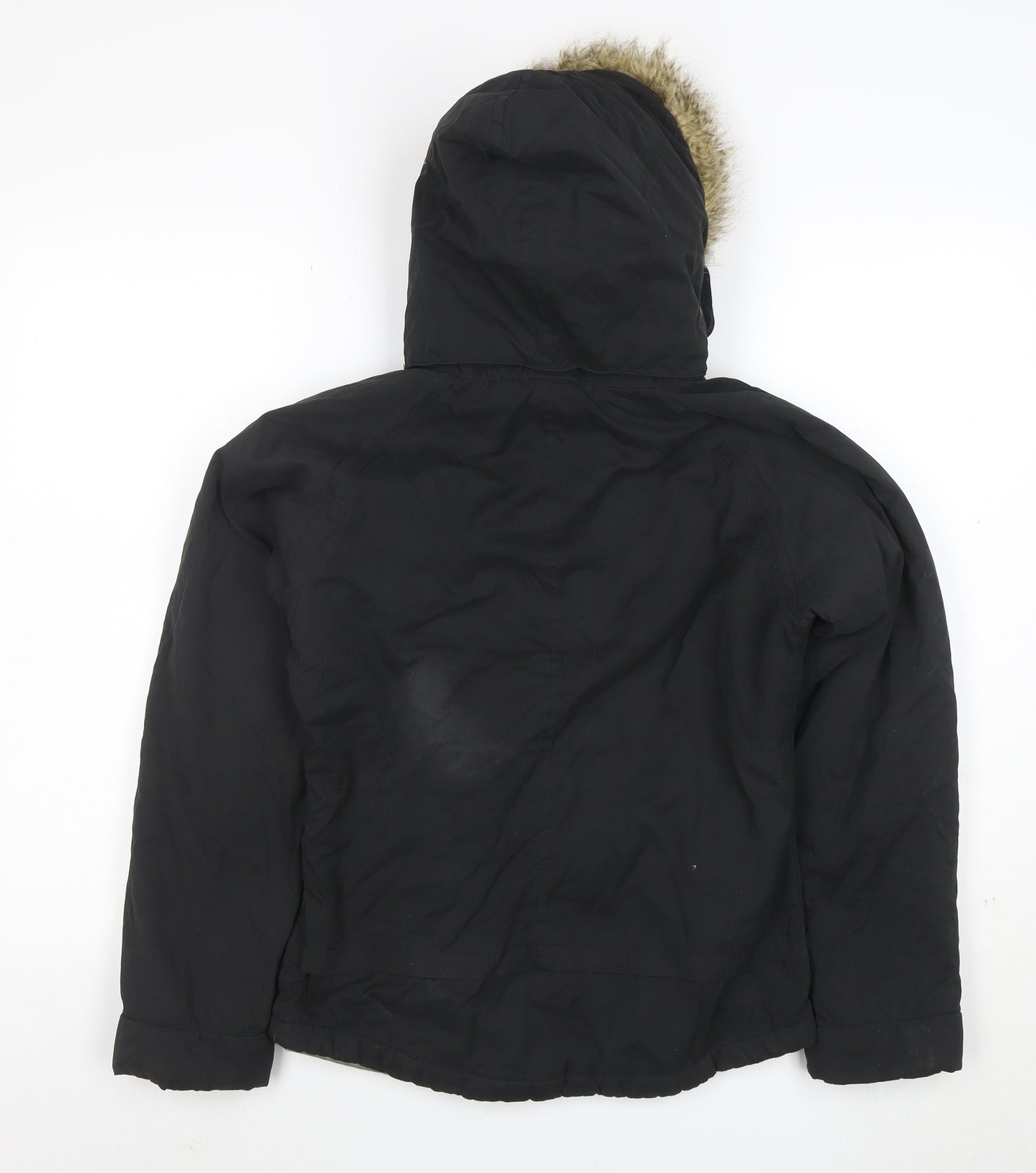 Bench Women’s Black Hooded Parka Jacket S Faux Fur Trim Lined