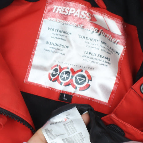 Trespass Men Red Hooded Waterproof Parka Jacket Size L Winter Outdoor