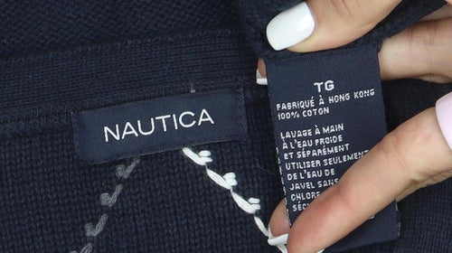 Nautica Men’s Blue Argyle V-Neck Cotton Jumper Size L