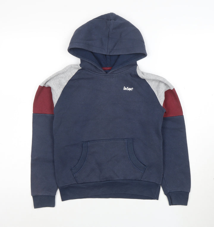 Lee Cooper Boys Blue Colourblock Pullover Hoodie 9-10 Years