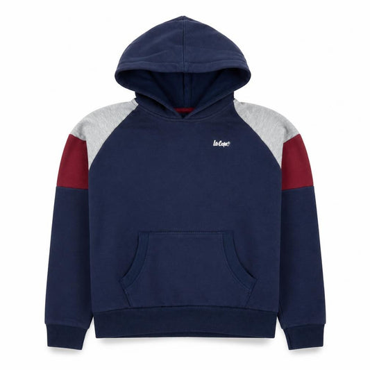 Lee Cooper Boys Blue Colourblock Pullover Hoodie 9-10 Years