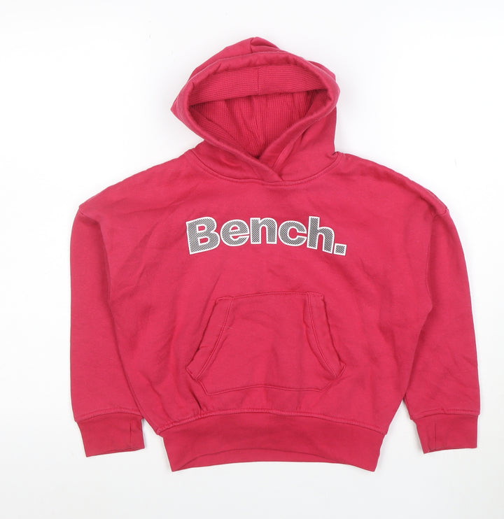Bench Girls Pink Pullover Hoodie 5-6 Years Hooded Logo Sweatshirt