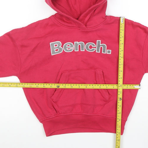 Bench Girls Pink Pullover Hoodie 5-6 Years Hooded Logo Sweatshirt