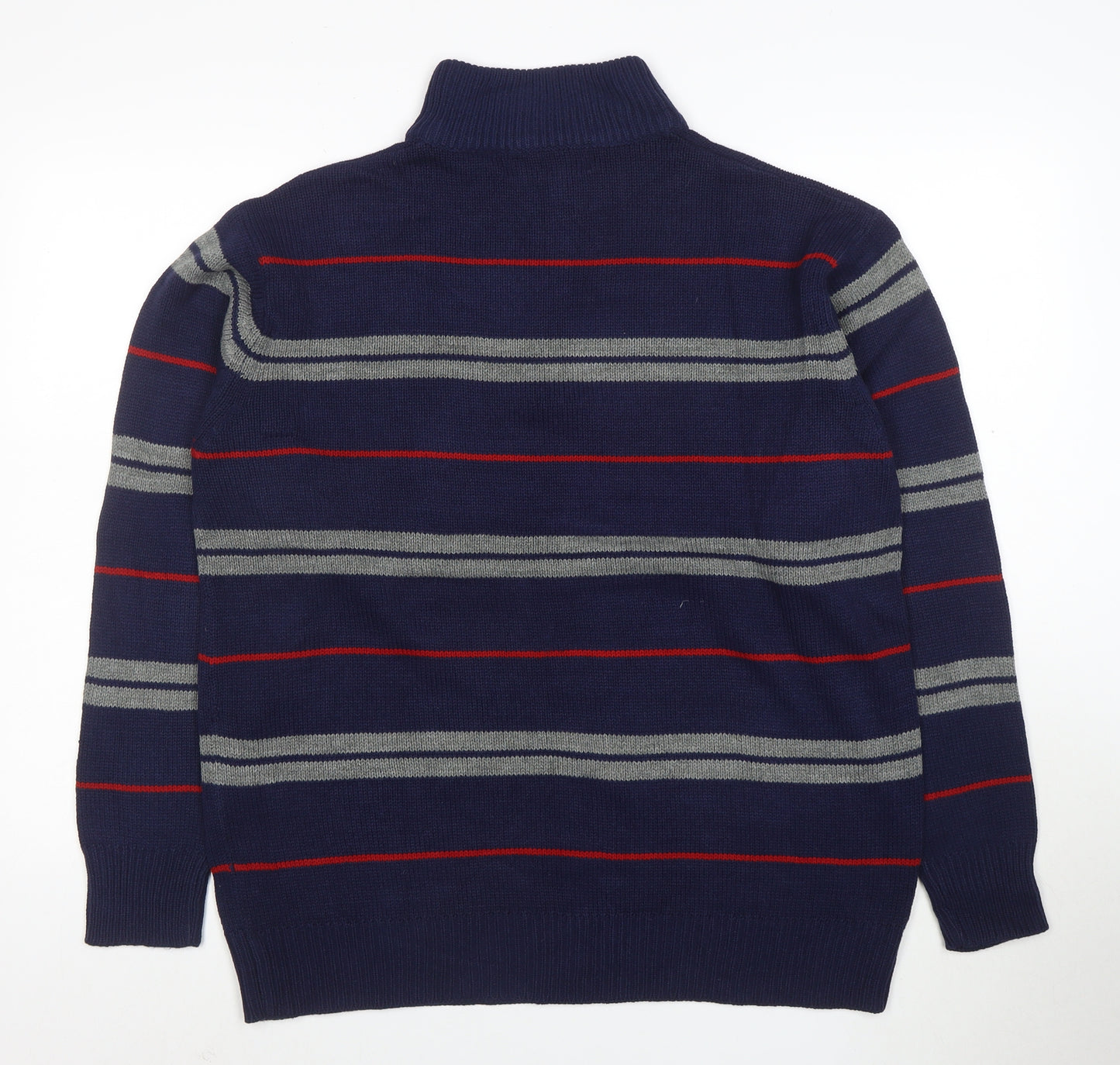 Penmans Mens Blue Striped 1/2 Zip High Neck Acrylic Jumper Size L
