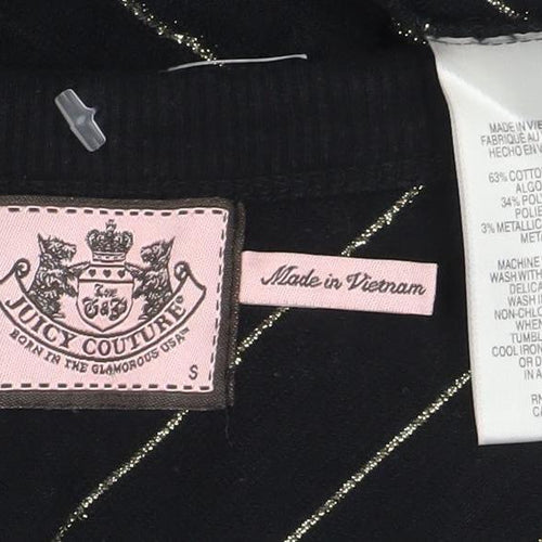 Juicy Couture Womens Black Striped Short Sleeve V-Neck Knit Top S