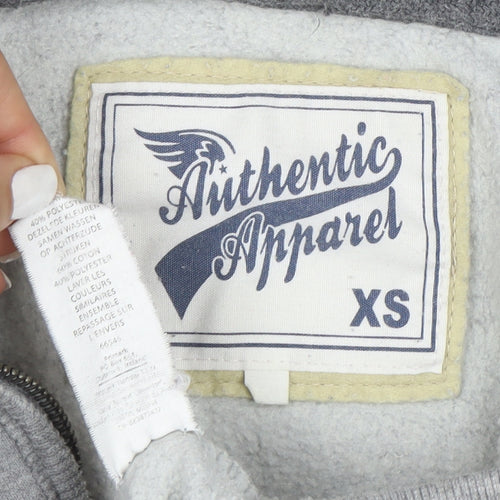 Authentic Apparel Men’s Grey XS Full Zip Hoodie with Logo Print