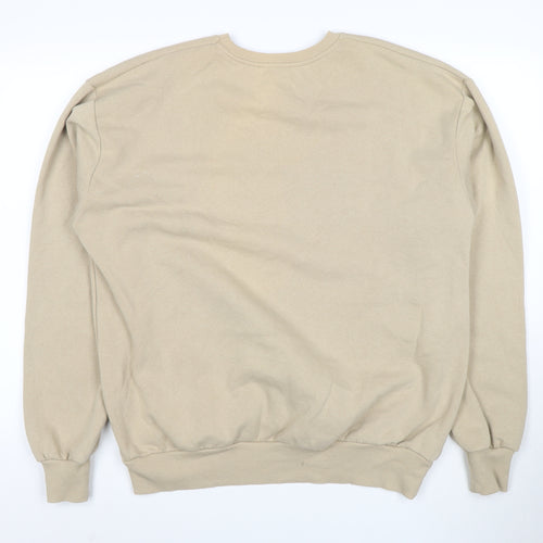 Stradivarius Women Beige Sweatshirt S Crew Neck Pullover Casual