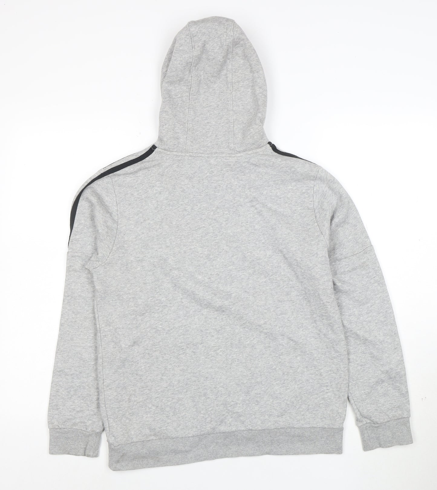 Adidas Boys Grey Hooded Pullover Hoodie 13-14 Years Cotton Blend