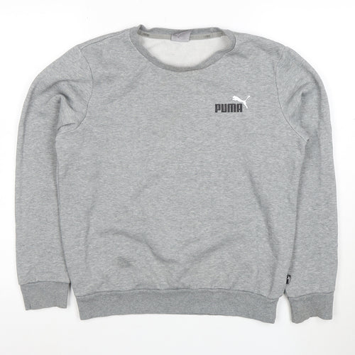 Puma Womens Grey XS Crew Neck Sweatshirt with Logo Print