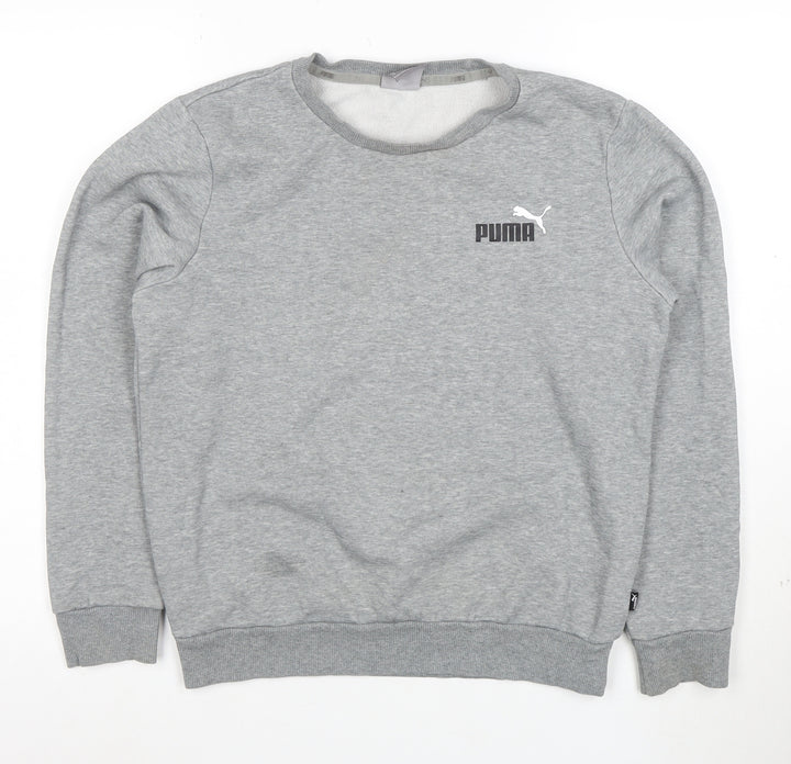 Puma Womens Grey XS Crew Neck Sweatshirt with Logo Print