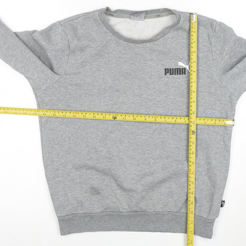 Puma Womens Grey XS Crew Neck Sweatshirt with Logo Print