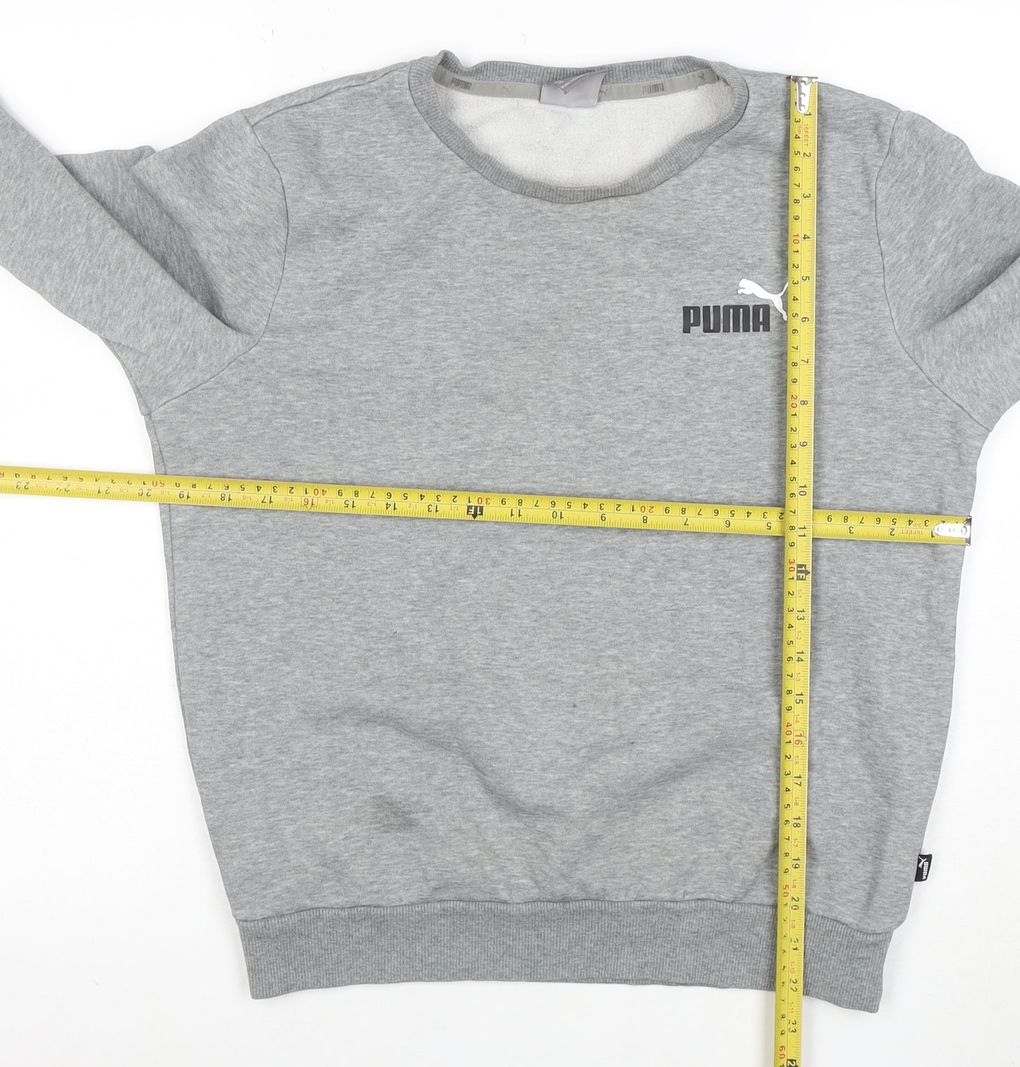 Puma Womens Grey XS Crew Neck Sweatshirt with Logo Print